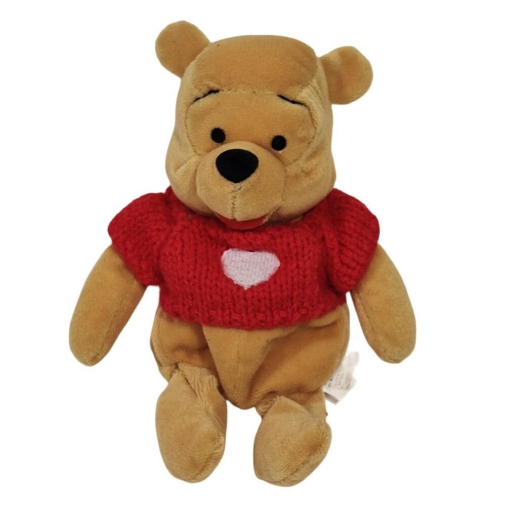 Disney Winnie The Pooh Plush Toy Red Sweater Valentines Day Stuffed Animal 7 in